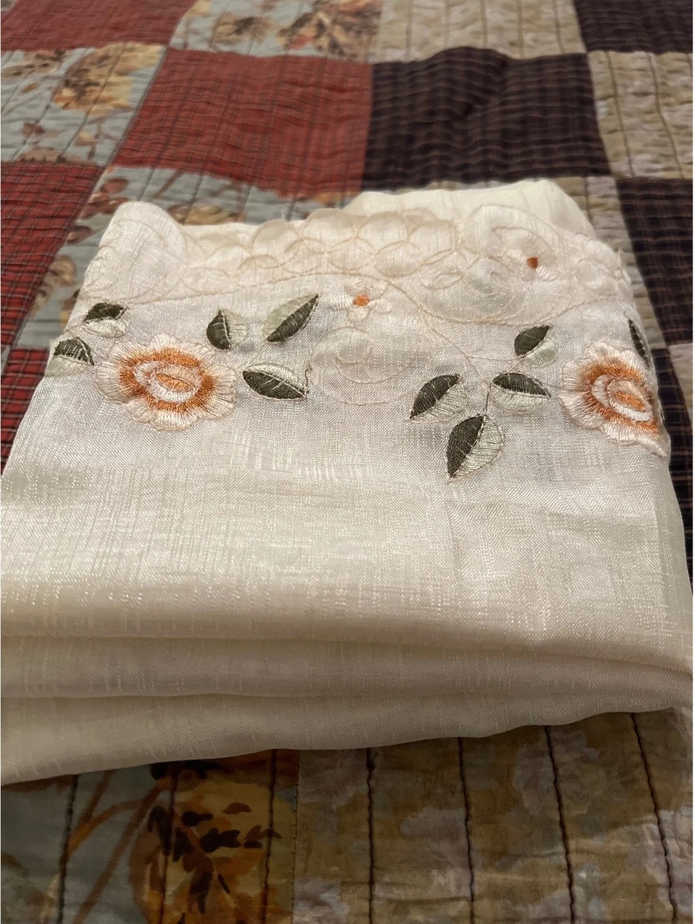 Embroidered Floral Lace Curtain Panel